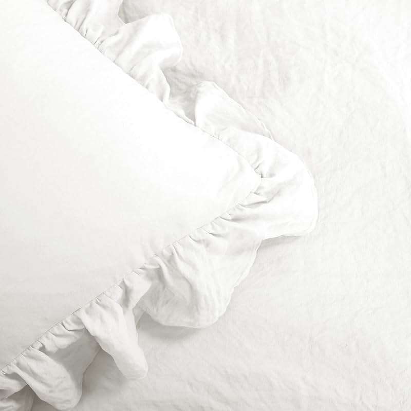 Lush Decor Reyna Ruffle Comforter Set - 3 Piece Full/Queen Size Ruffle Comforter Set - Elegance for Bedroom - Full/Queen, Pure White - Image 4