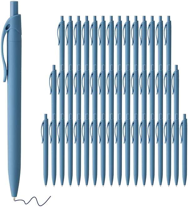 deegtran Pens Bulk, 50 Pack No Bleed Click Pens, Wholesale Retractable Ballpoint Pens, Pen Medium Point, Smooth Ink Pen, 1.0MM Blue Ink - Image 1