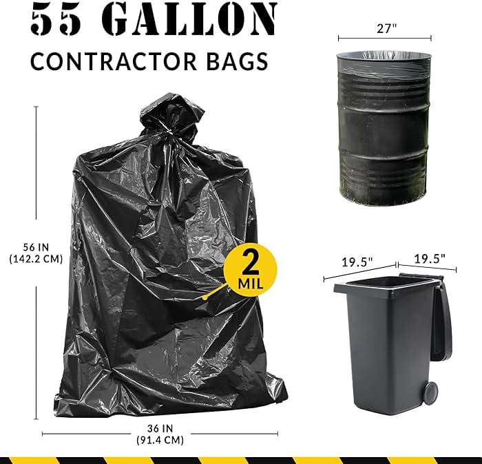 Reli. Contractor Garbage Bags 55 Gallon | 40 Trash Bags | Heavy Duty | Black Contractor - Image 2