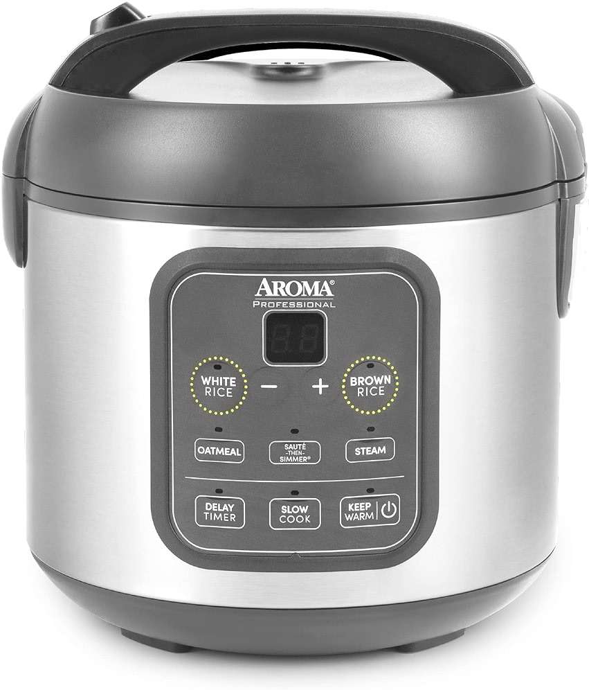 AROMA Professional Digital Rice Cooker, Multicooker, 4-Cup (Uncooked) / 8-Cup (Cooked), Steamer, Slow Cooker, Grain Cooker, 2Qt, Stainless Steel Exterior, ARC-994SG - Image 1