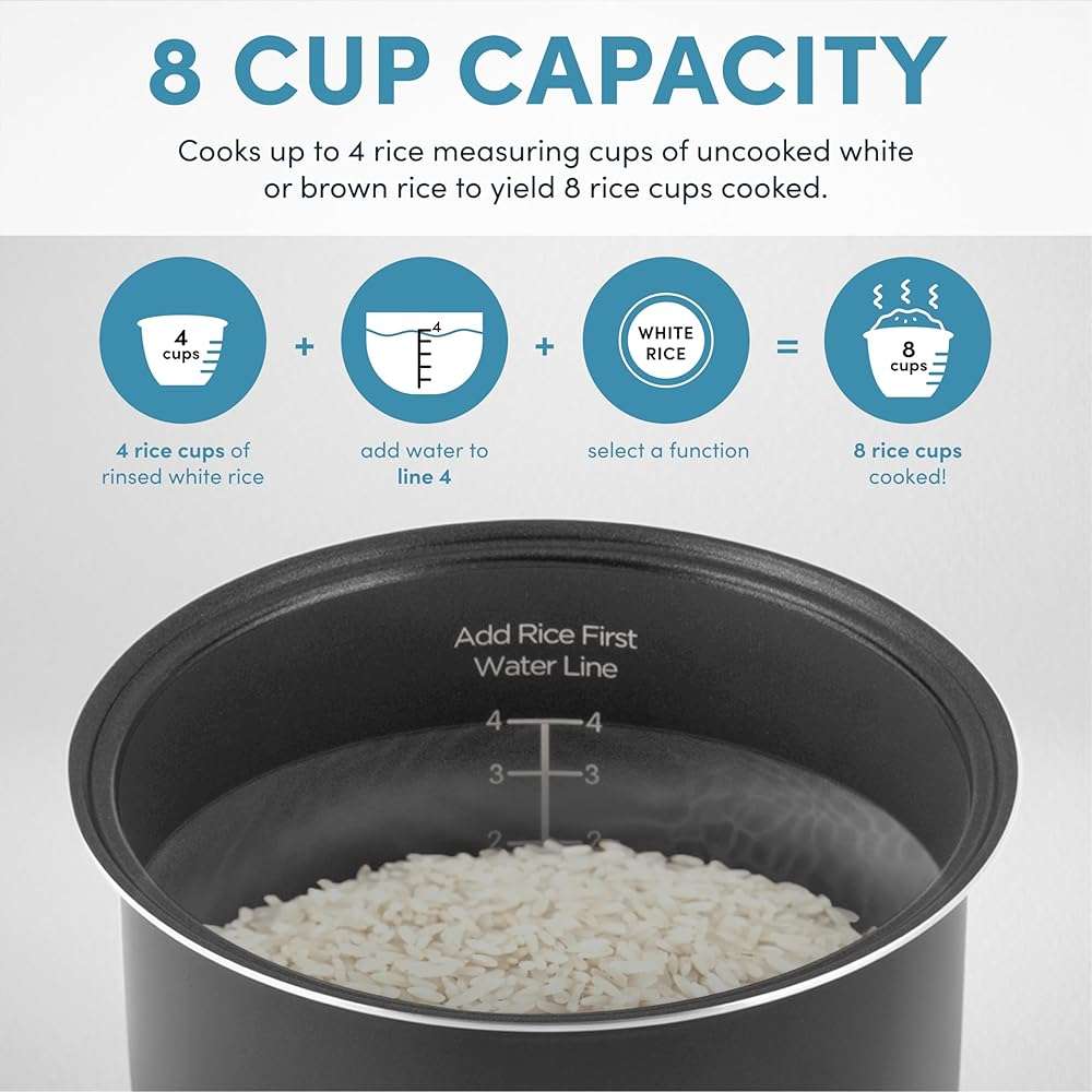 AROMA Professional Digital Rice Cooker, Multicooker, 4-Cup (Uncooked) / 8-Cup (Cooked), Steamer, Slow Cooker, Grain Cooker, 2Qt, Stainless Steel Exterior, ARC-994SG - Image 6