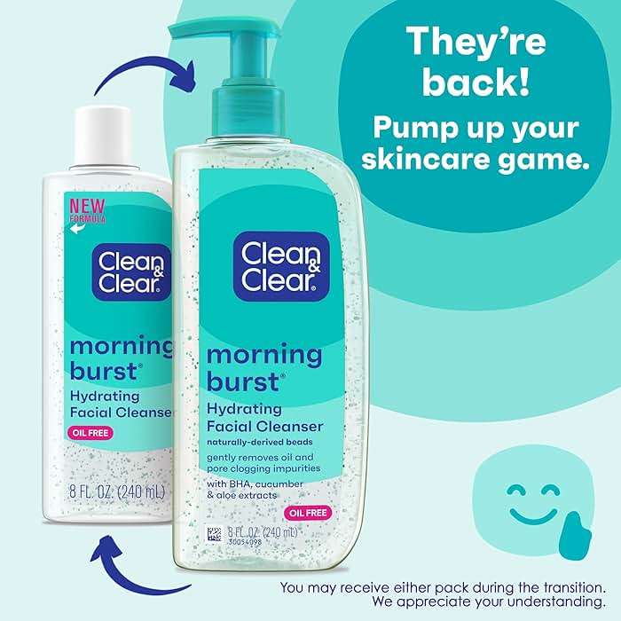 Clean & Clear Morning Burst® Hydrating Facial Cleanser and Night Relaxing Facial Cleanser, Deep Cleansing Face Wash, Oil-Free Daily Facial Cleanser, 2 Pack, 2 x 8 fl. oz - Image 4
