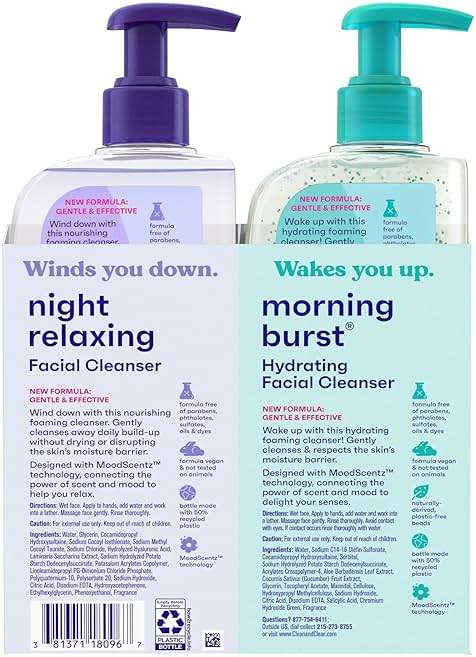 Clean & Clear Morning Burst® Hydrating Facial Cleanser and Night Relaxing Facial Cleanser, Deep Cleansing Face Wash, Oil-Free Daily Facial Cleanser, 2 Pack, 2 x 8 fl. oz - Image 6