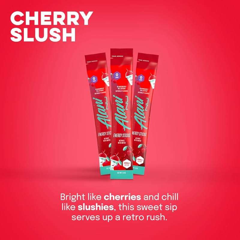 Alani Nu CHERRY SLUSH, Energy Sticks Drink Powder, 200mg Caffeine, Pre Workout Performance with Antioxidants, On-The-Go Drink Mix, Biotin, B Vitamins, Zero Sugar, 5 Calories, 10 Pack - Image 3