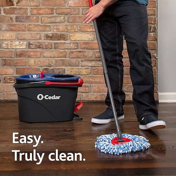 O-Cedar RinseClean Microfiber Spin Mop & Bucket Floor Cleaning System with 4 Extra Mop Head Replacements - Image 7