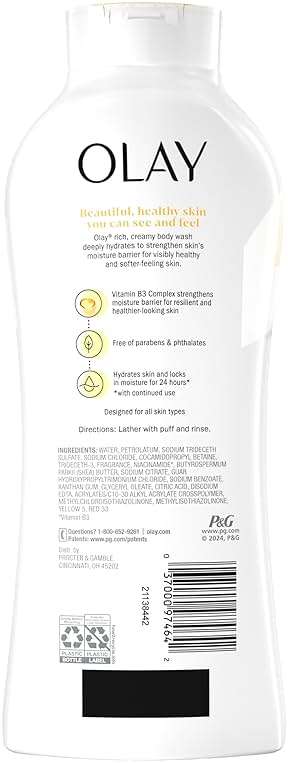 Olay Body Wash for Women, Ultra Moisture, 24hr Moisturizing, Hydrating & Refreshing, B3 Vitamin Complex, Free of Parabens & Phthalates, for All Skin Types, Shea Butter Scent, 22 fl oz (Pack of 4) - Image 11