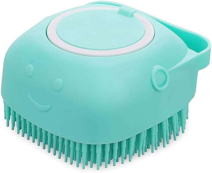 Pet Bath Massage Brush Puppy Dog Cat Grooming Cleaning Soft (Blue) - Image 1