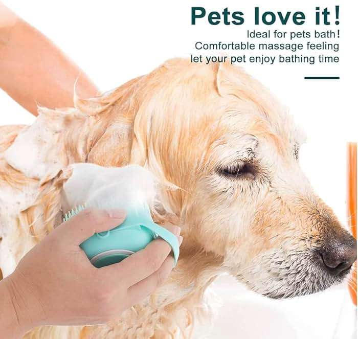 Pet Bath Massage Brush Puppy Dog Cat Grooming Cleaning Soft (Blue) - Image 3