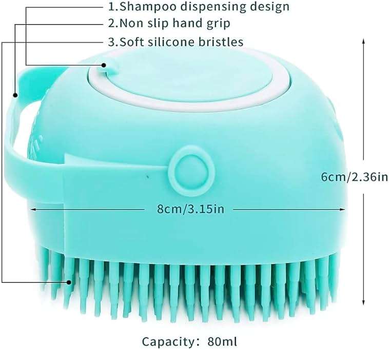 Pet Bath Massage Brush Puppy Dog Cat Grooming Cleaning Soft (Blue) - Image 5