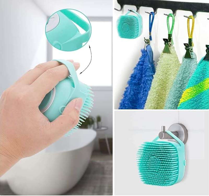 Pet Bath Massage Brush Puppy Dog Cat Grooming Cleaning Soft (Blue) - Image 6