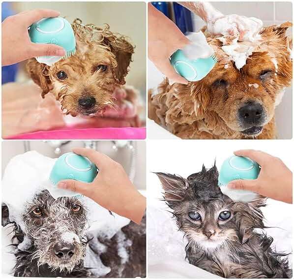 Pet Bath Massage Brush Puppy Dog Cat Grooming Cleaning Soft (Blue) - Image 8