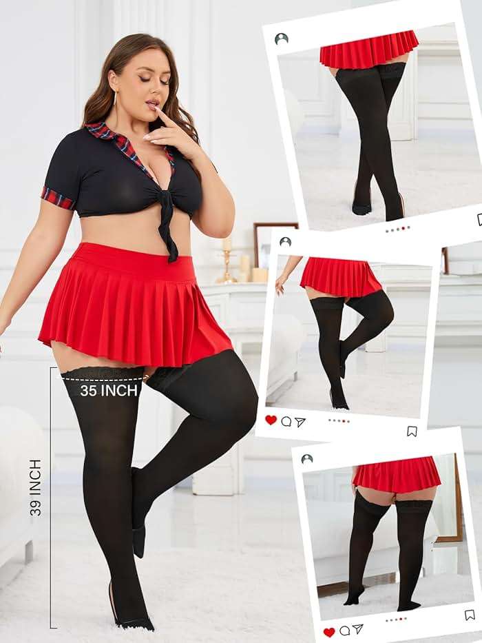 Moon Wood Plus Size Lace Top Silicone Stay-Up Thigh High Stockings for Women Sexy Semi Sheer Hosiery for Party - Image 4