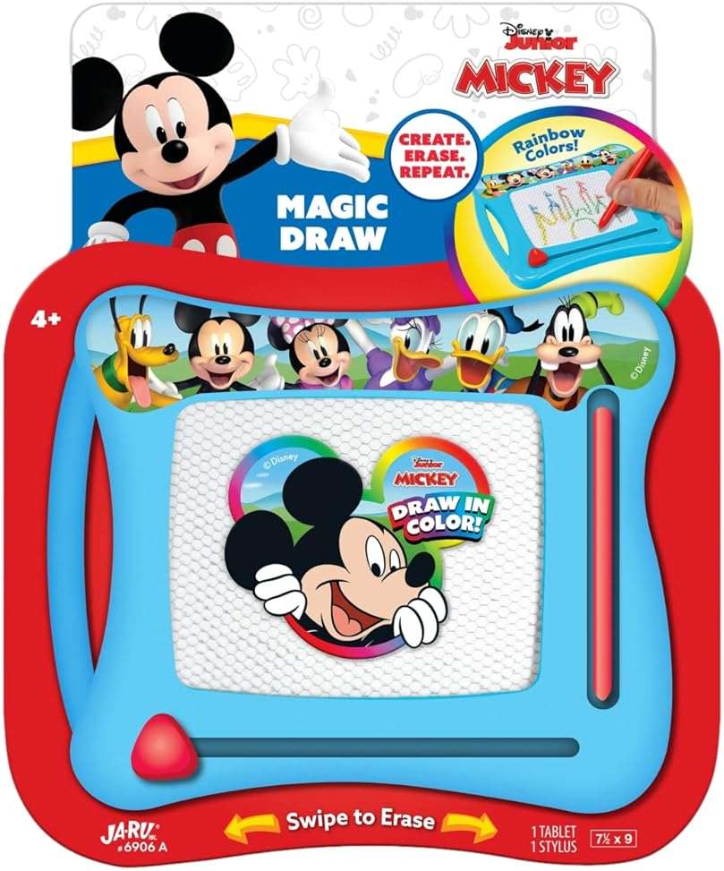 JA-RU Disney Mickey Mouse Magic Magnetic Drawing Board (1 Toy) Draw, Sketch & Doodle Tablet for Kids, Boys & Girls. Car Trip Game & Activity Travel Toys. Mess-Free Educational Learning Pad. A-6906-1s - Image 1