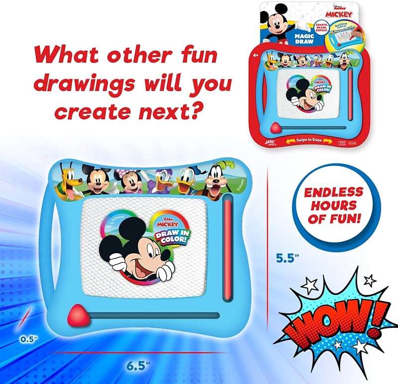 JA-RU Disney Mickey Mouse Magic Magnetic Drawing Board (1 Toy) Draw, Sketch & Doodle Tablet for Kids, Boys & Girls. Car Trip Game & Activity Travel Toys. Mess-Free Educational Learning Pad. A-6906-1s - Image 5