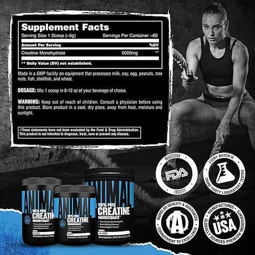 Animal Creatine Monohydrate Powder — Micronized for Muscle Recovery, Cellular Energy, and Daily Wellness — for Men and Women — Unflavored 300g - Image 7
