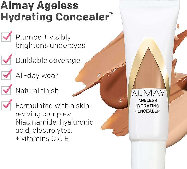 Almay Anti-Aging Concealer, Face Makeup with Hyaluronic Acid, Niacinamide, Vitamin C & E, Hypoallergenic-Fragrance Free, 010 Light, 0.37 Fl Oz (Pack of 1) - Image 3