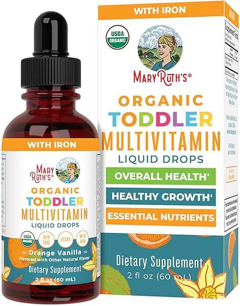 MARYRUTH'S Organics Multivitamin & Multimineral with Iron for Toddlers | USDA Organic | Sugar Free | Multivitamin Liquid Drops for Kids Ages 1-3 | Immune Support | Vegan | Non-GMO | 2 Fl Oz - Image 1