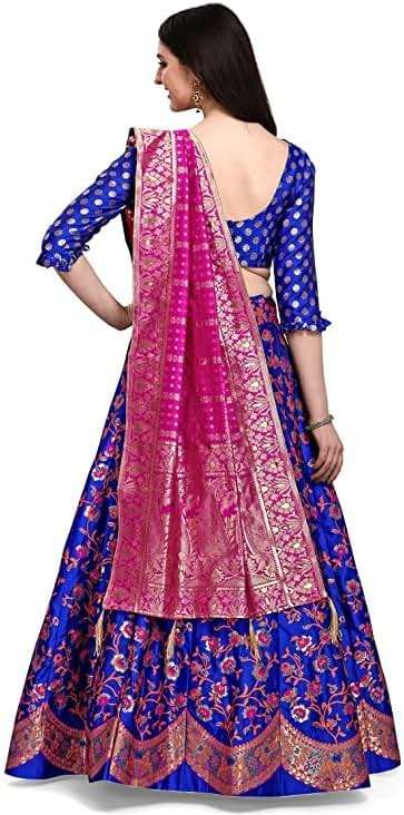 EthnicVibes Women Designer Indian Lehenga Choli & Dupatta Ethnic-Wear for Wedding,Parties Jacquard Semi-Stitched Free Size - Image 2