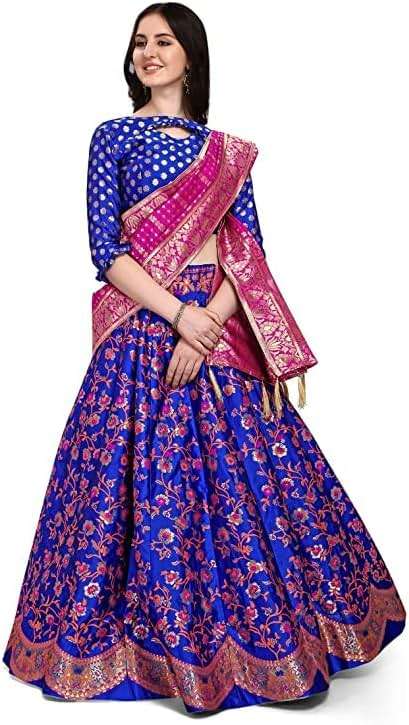 EthnicVibes Women Designer Indian Lehenga Choli & Dupatta Ethnic-Wear for Wedding,Parties Jacquard Semi-Stitched Free Size - Image 3