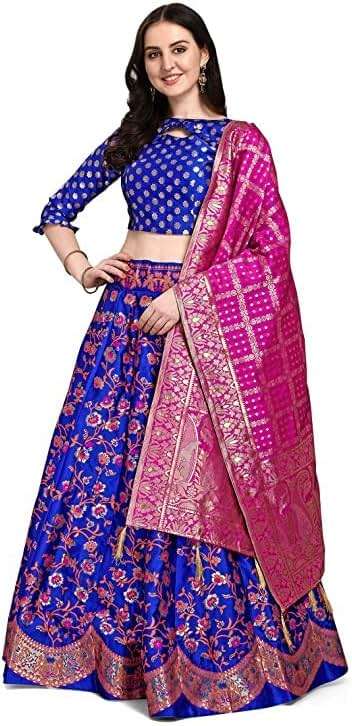 EthnicVibes Women Designer Indian Lehenga Choli & Dupatta Ethnic-Wear for Wedding,Parties Jacquard Semi-Stitched Free Size - Image 4