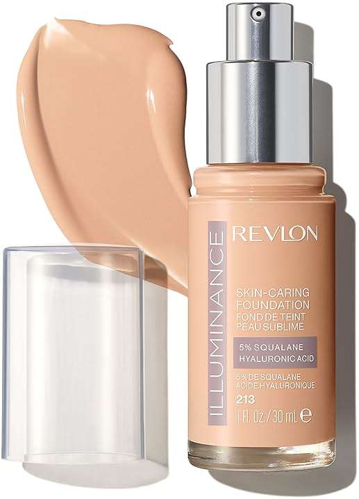 Revlon Illuminance Skin-Caring Liquid Foundation, Hyaluronic Acid, Hydrating and Nourishing Formula with Medium Coverage, 213 Light Natural, 1 fl oz - Image 1