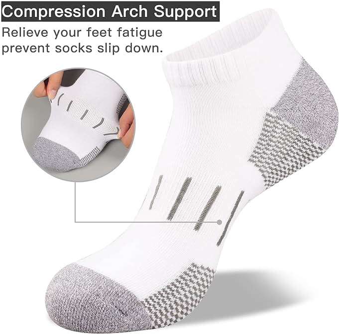 Heatuff 8 Pairs Men's Athletic Ankle Socks Cushioned Moisture Wicking Running Low Cut Sports Socks (Shoe Size 13-16) - Image 3