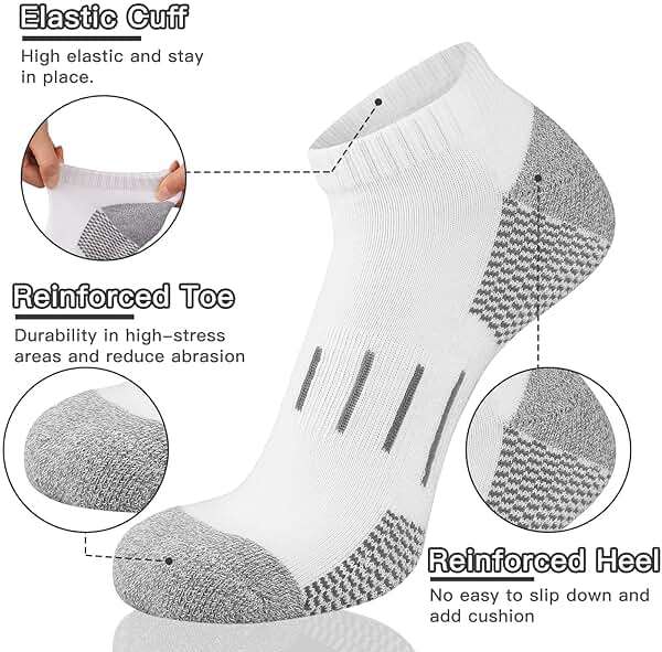 Heatuff 8 Pairs Men's Athletic Ankle Socks Cushioned Moisture Wicking Running Low Cut Sports Socks (Shoe Size 13-16) - Image 5