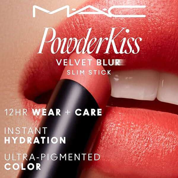 MAC Cosmetics Powder Kiss Velvet Blur Slim Stick Moisturising Matte Lipstick Shade Over the Taupe - Image 7
