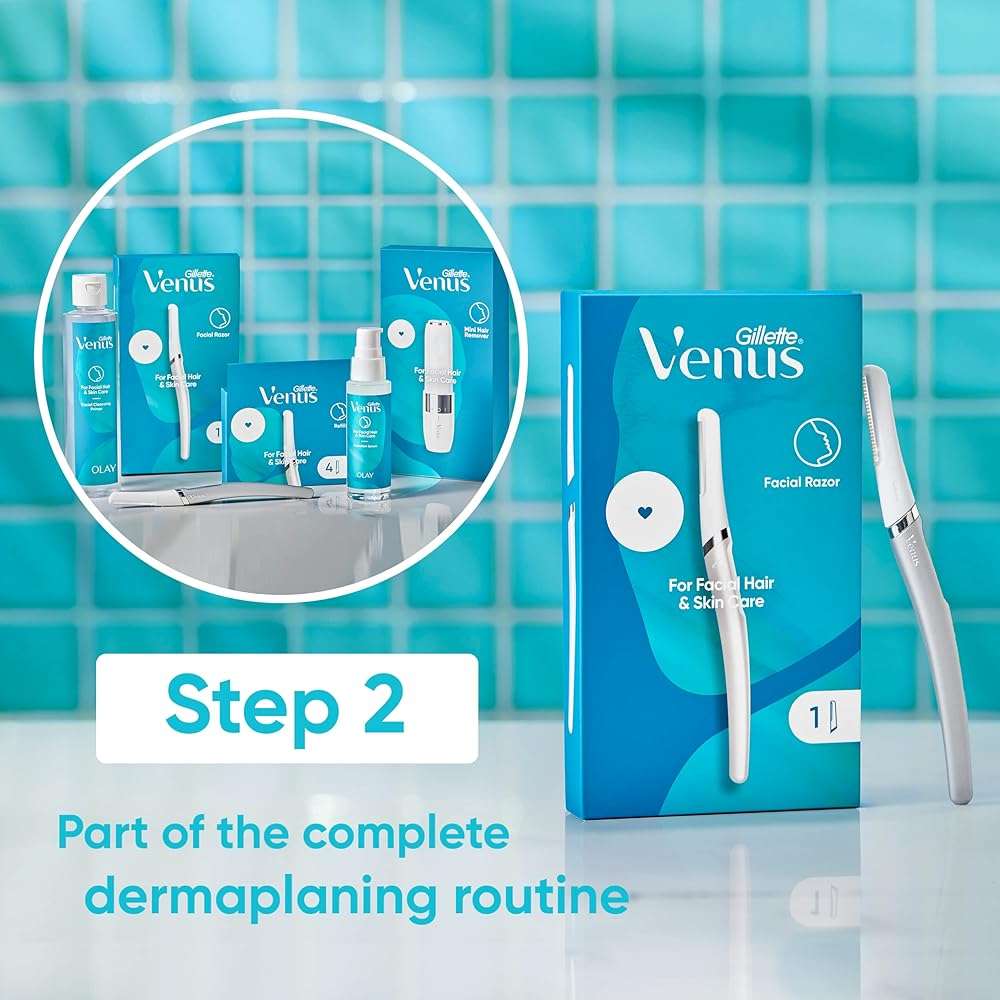 Gillette Venus Dermaplaning Tool, 2 Blade Refills, Exfoliating Face Razors for Women, Eyebrow and Facial Dermaplane Razor - Image 6