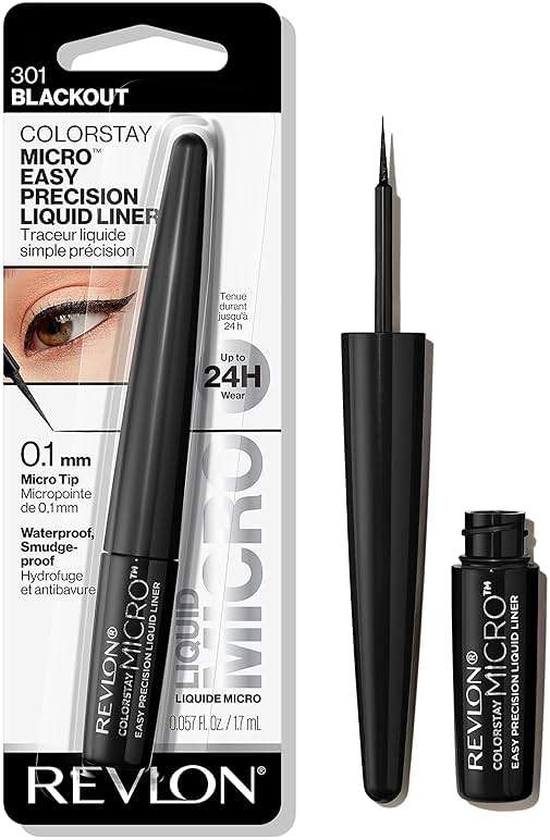 REVLON ColorStay Micro Easy Precision Liquid Eyeliner, Waterproof, Smudgeproof, Longwearing with Felt Tip Applicator, 301 Blackout, 0.057 fl oz - Image 1