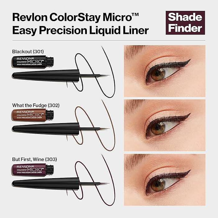 REVLON ColorStay Micro Easy Precision Liquid Eyeliner, Waterproof, Smudgeproof, Longwearing with Felt Tip Applicator, 301 Blackout, 0.057 fl oz - Image 7