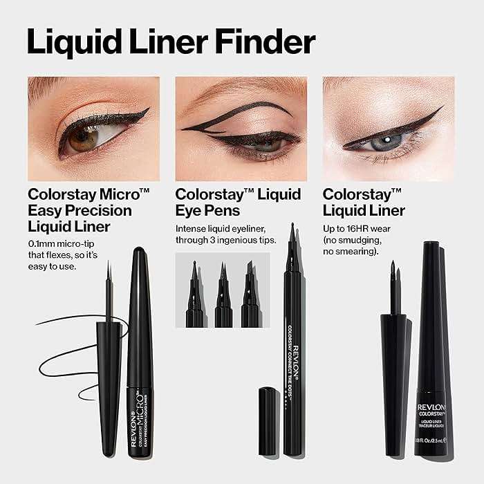 REVLON ColorStay Micro Easy Precision Liquid Eyeliner, Waterproof, Smudgeproof, Longwearing with Felt Tip Applicator, 301 Blackout, 0.057 fl oz - Image 8