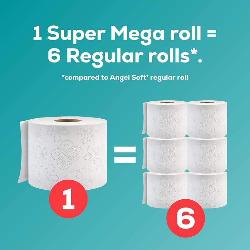 Angel Soft Toilet Paper, 24 Super Mega Rolls = 144 Regular Rolls, Soft and Strong Toilet Tissue - Image 3