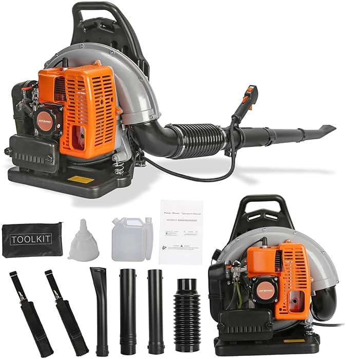 ZTGD 63CC 3HP 2 Stroke Backpack Gas Powered Leaf Blower, High Strength Snow Grass Lawn Blower Air Cooling Gasoline with Single-Cylinder Air-Cooled for Gutter,Garden,Yard Ora Orange - Image 1