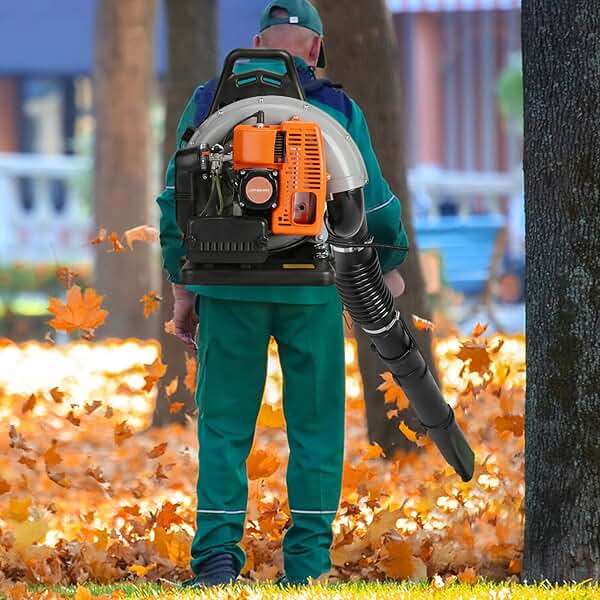 ZTGD 63CC 3HP 2 Stroke Backpack Gas Powered Leaf Blower, High Strength Snow Grass Lawn Blower Air Cooling Gasoline with Single-Cylinder Air-Cooled for Gutter,Garden,Yard Ora Orange - Image 3