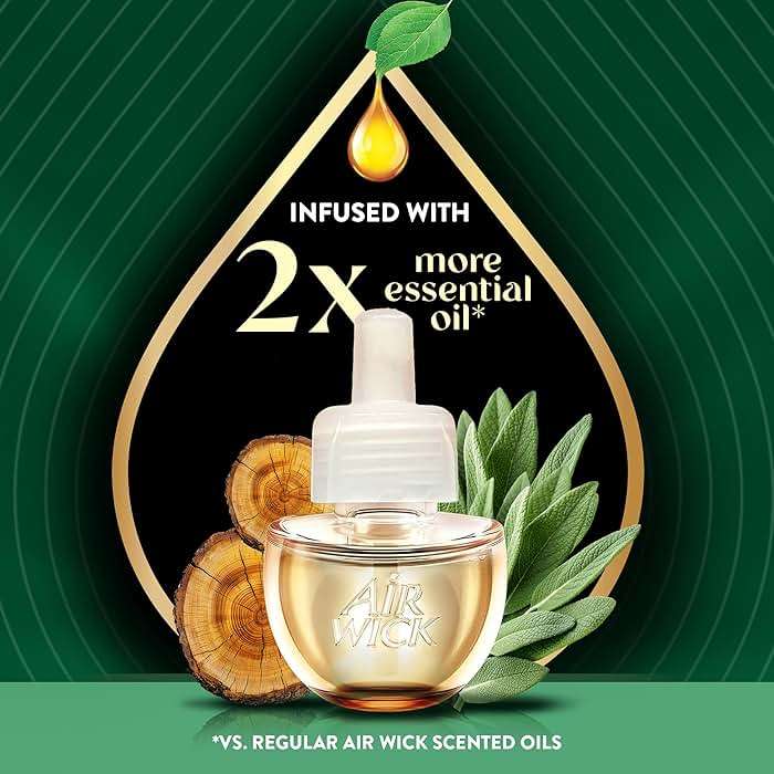 Air Wick Plug in Scented Oil Refill, 5ct, White Sage & Mahogany, Air Freshener, Essential Oils - Image 3