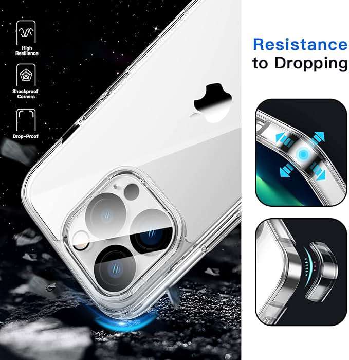 JETech 5 in 1 Case for iPhone 13 Pro Max 6.7-Inch, with 2-Pack Screen Protector and Camera Lens Protector, Non-Yellowing Shockproof Bumper Phone Cover, Full Coverage Tempered Glass Film (Clear) - Image 4