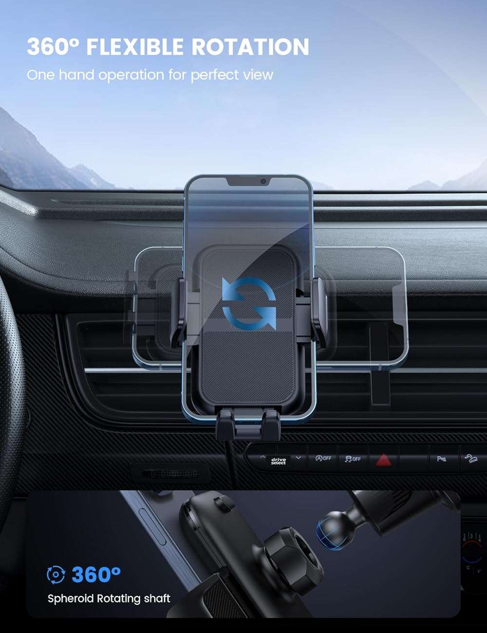 Lamicall 2026 Wider Clamp & Metal Hook Car Phone Holder Vent [Thick Cases Friendly] Phone Holders for Your Car Mount Gfts Automobile Hands Free Accessories for Women Men for iPhone 16 15 14 13 Pro Max - Image 5