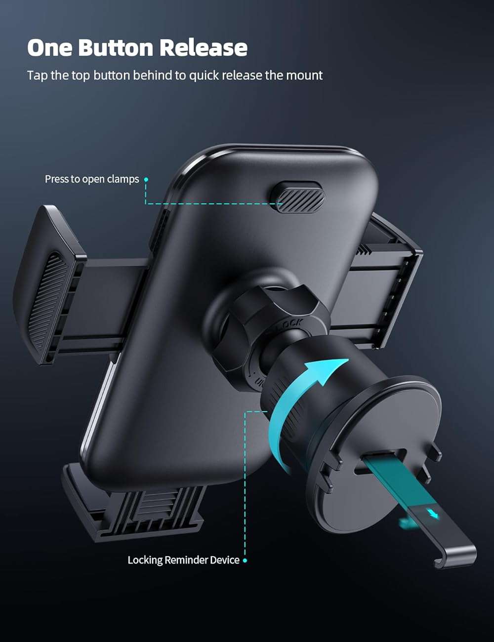 Lamicall 2026 Wider Clamp & Metal Hook Car Phone Holder Vent [Thick Cases Friendly] Phone Holders for Your Car Mount Gfts Automobile Hands Free Accessories for Women Men for iPhone 16 15 14 13 Pro Max - Image 6