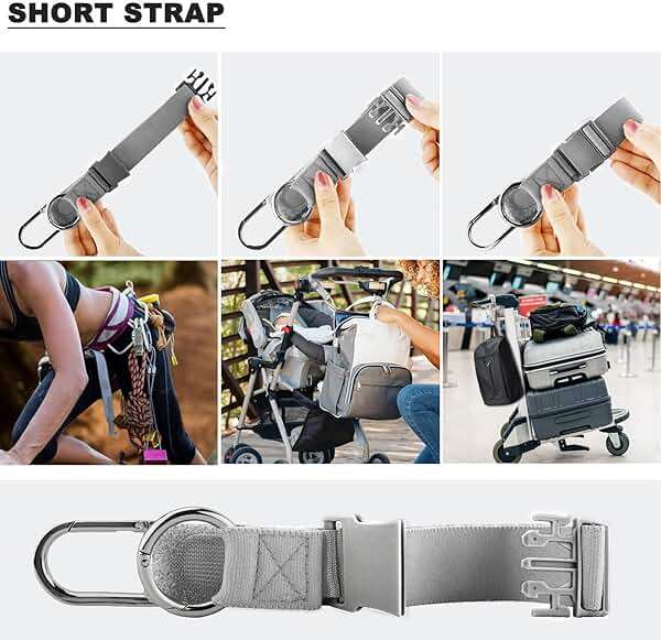 ZINZ Elastic Jacket Gripper Travel Strap with D-Ring Hooks and Buckle, Suitcase Straps Belts Travel Accessories, Makes Your Hands Free - Image 4
