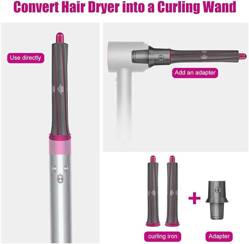 1.2 Inch/30MM Long Hair Curling Iron Barrels for Dyson Airwrap HS01 HS05 Attachment Parts Hair Tool, with Adaptor for Dyson Hair Dryer Converting to Airwrap Styler, 1 Pair - Image 2