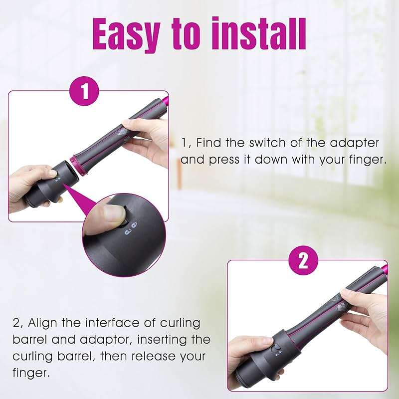 1.2 Inch/30MM Long Hair Curling Iron Barrels for Dyson Airwrap HS01 HS05 Attachment Parts Hair Tool, with Adaptor for Dyson Hair Dryer Converting to Airwrap Styler, 1 Pair - Image 3