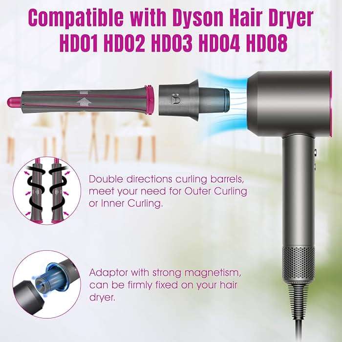 1.2 Inch/30MM Long Hair Curling Iron Barrels for Dyson Airwrap HS01 HS05 Attachment Parts Hair Tool, with Adaptor for Dyson Hair Dryer Converting to Airwrap Styler, 1 Pair - Image 4