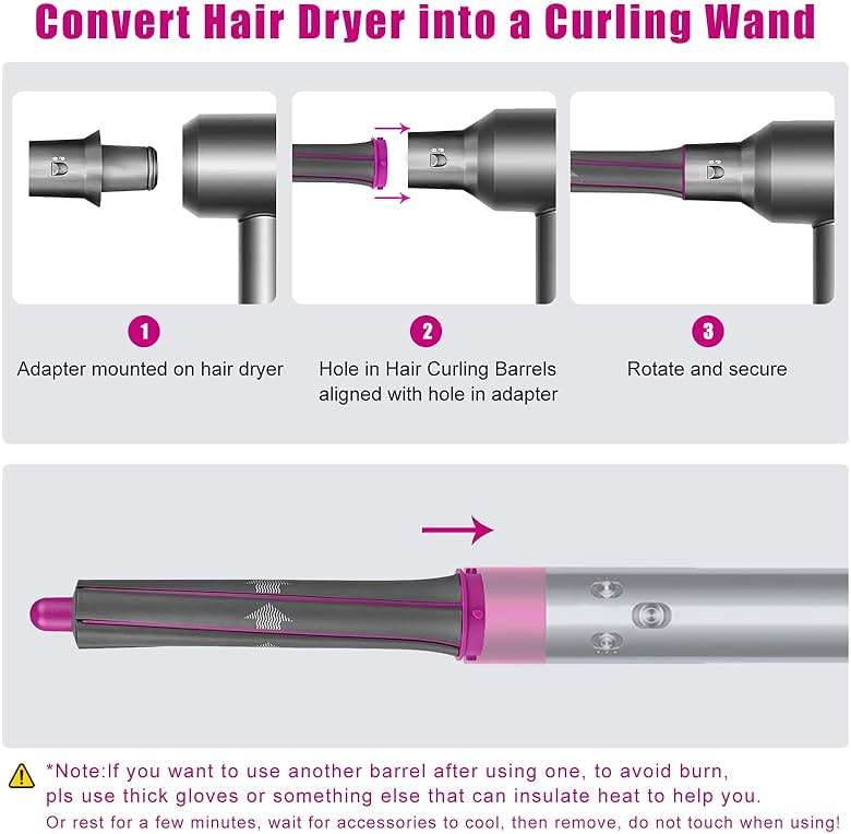 1.2 Inch/30MM Long Hair Curling Iron Barrels for Dyson Airwrap HS01 HS05 Attachment Parts Hair Tool, with Adaptor for Dyson Hair Dryer Converting to Airwrap Styler, 1 Pair - Image 8