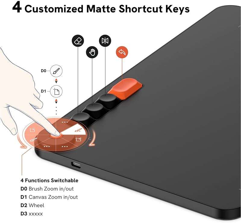 VEIKK Graphics Drawing Tablet Voila L Drawing Pad 10X6 inch,with 4 Customized Keyboard Hot Keys,8192 Levels Battery-Free Stylus Pen,Compatible with PC/Mac/Windows/Linux - Image 2