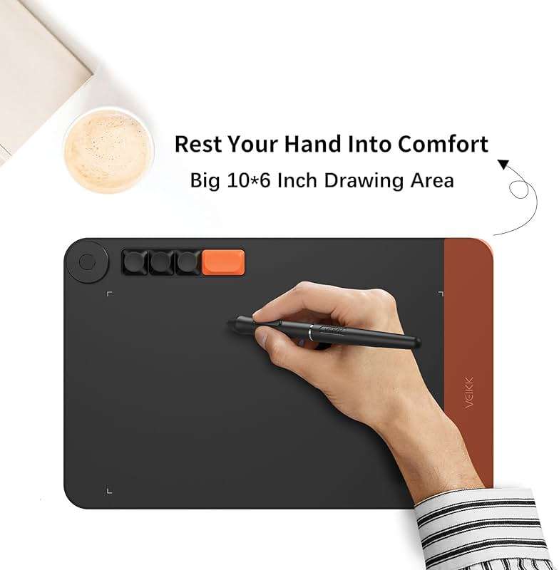 VEIKK Graphics Drawing Tablet Voila L Drawing Pad 10X6 inch,with 4 Customized Keyboard Hot Keys,8192 Levels Battery-Free Stylus Pen,Compatible with PC/Mac/Windows/Linux - Image 3