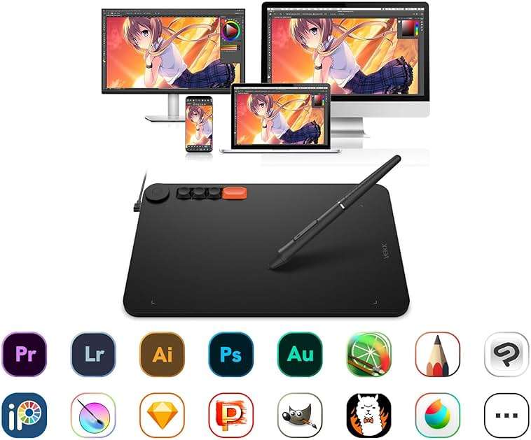 VEIKK Graphics Drawing Tablet Voila L Drawing Pad 10X6 inch,with 4 Customized Keyboard Hot Keys,8192 Levels Battery-Free Stylus Pen,Compatible with PC/Mac/Windows/Linux - Image 6