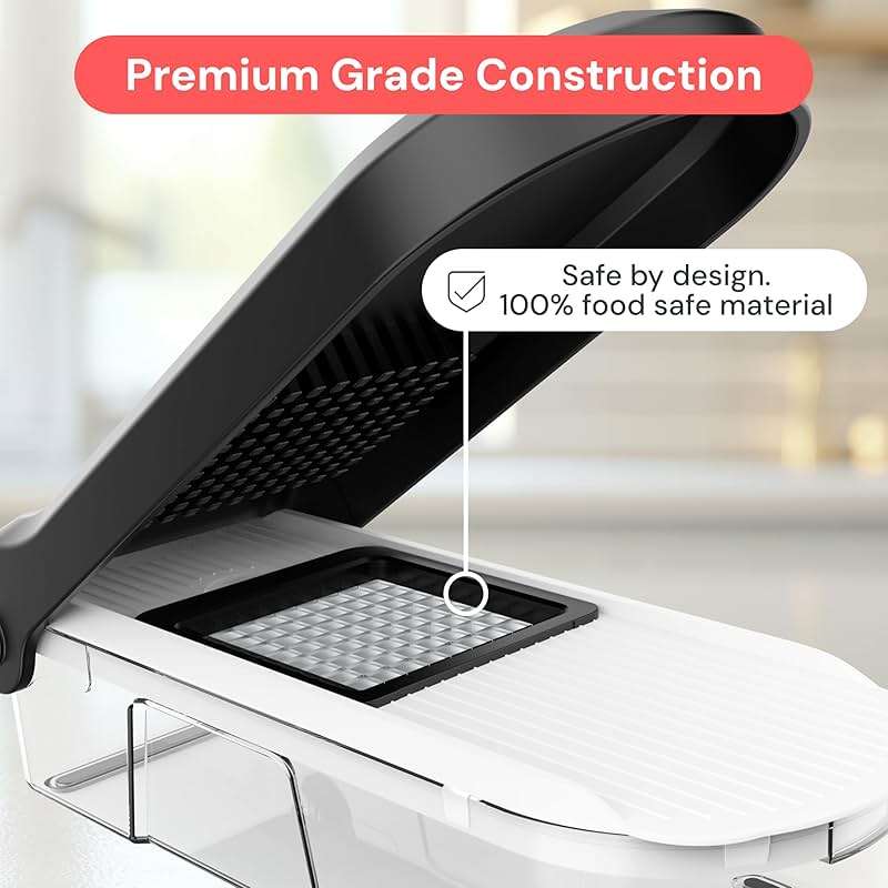 Fullstar Pro Core Vegetable Chopper - Chop and Slice Lid - Food Chopper with Container, Veggie Chopper, Fruit Slicer, Onion Dicer - Meal Prep Essential - Kitchen Gadget (6-in-1, White/Black) - Image 5