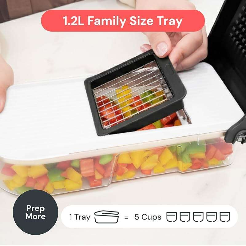 Fullstar Pro Core Vegetable Chopper - Chop and Slice Lid - Food Chopper with Container, Veggie Chopper, Fruit Slicer, Onion Dicer - Meal Prep Essential - Kitchen Gadget (6-in-1, White/Black) - Image 6