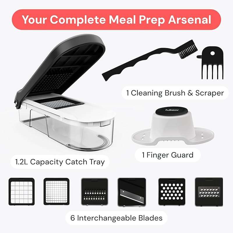 Fullstar Pro Core Vegetable Chopper - Chop and Slice Lid - Food Chopper with Container, Veggie Chopper, Fruit Slicer, Onion Dicer - Meal Prep Essential - Kitchen Gadget (6-in-1, White/Black) - Image 8